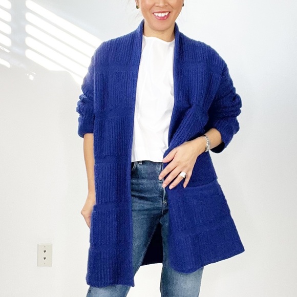 Maria Cornejo Purple Loop Knit Cashmere & Wool Sweater Coat - Picture 14 of 16